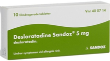Desloratadine Sandoz, filmdragerad tablett 5 mg 10 st