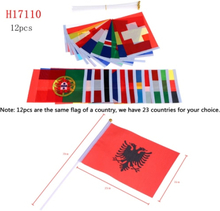 Anself 12St 2016 Europacup Olympischen Spiele Welt Handheld Flagge mit Fahnenmast Flagge für Euro 2016 International Day Sports Events Hand Flag Gr. 14 * 21cm