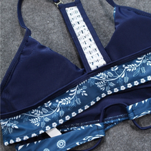 Sexy Frauen Bikini Set Blumendruck Cross Over Bandage Wireless Badeanzug Badeanzüge Zweiteiler Beach Wear