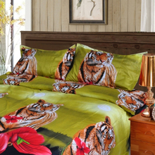 Tiger Rote Blume Muster 4Pcs 3D Gedruckt Bettwäsche Serie Bettwäsche Heimtextilien König Königin Größe Bettbezug Bettdecke 2 Kissenbezüge