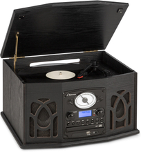 NR-620 DAB stereoanläggning trä skivspelare DAB+ CD-player svart