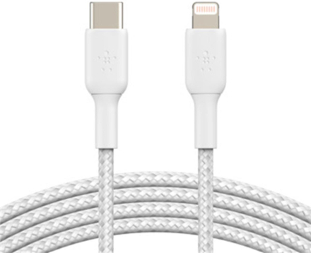 Belkin Boost Charge Lightning To Usb-C Cable Braided, 2M, White