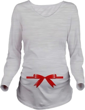 Mutterschaft Shirt Langarm Schwangerschaft Mom Tops Tee Weihnachten Santa White L