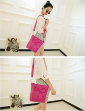 Cute Fashion Damen Umhängetasche Bogen Farbe PU Leder Messenger Tasche Rose