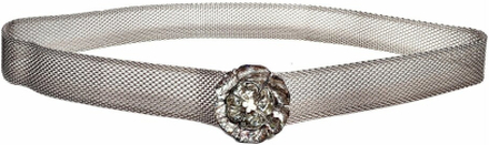 Pre-owned Metal Belt with Mother of Pearl Camellia