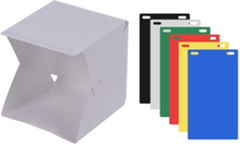 Tragbare DIY LED Studio Licht Box Zelt Kit Mini Faltbare Foto Studio Softbox 6500K mit Eingebautem 1pc LED Streifen 6 Verschiedene Farben von Backdrops 5V 1A USB Eingang für kleine Produkte Stilleben