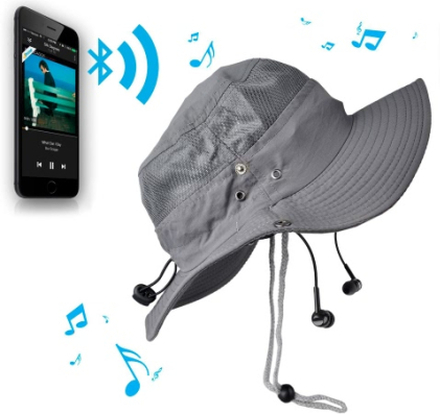 Neue Mode Unisex kariert BT Sonne Hüte Hut mit großer Krempe Sommer BT Musik Hut kabellose Freisprech-Smart Cap Kopfhörer Kopfhörer Lautsprecher Mic