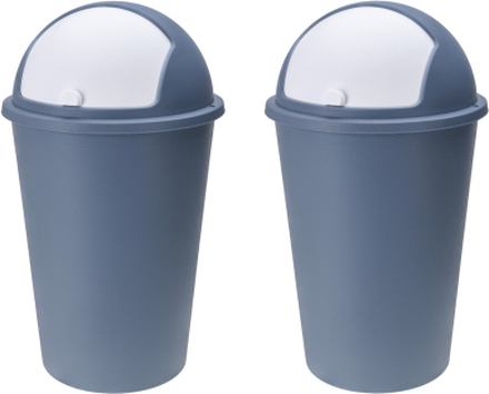 2x stuks vuilnisbak/afvalbak/prullenbak blauw met deksel 50 liter