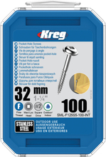 KREG Pocket-Hole skruer 32mm Stainless Steel Maxi-Loc fin gevind 100stk