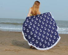 150cm Durchmesser runde indische Mandala Strand Handtuch Wand hängende Tapisserie Matte Picknick Decke Strand Schal mit Fransen Quasten für Urlaub Reise