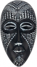 Gerimport beeldje Masker 24 x 13 x 6 cm polyresin zwart/wit