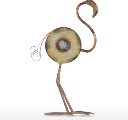 Flamingo Uhr Handgefertigte Vintage Metall Flamingo Figur Stummt Tischuhr