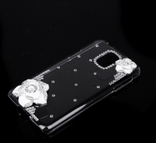PC Hard zurück Fall Protective Shell Bling Diamond Strass Crystal für Samsung Galaxy S5 i9600 White Camellia