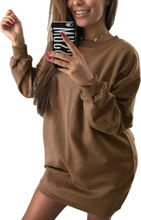 Neue Frauen Sweatshirt mit langen Ärmeln O-Ansatz feste beiläufige lose lange Top Pullover