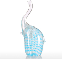 Tooarts Blue Streifen Elefanten Glas Ornament Tierfigur Handblown Home Decor