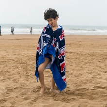 Kinder mit Kapuze Strandtuch Decke Baumwolle Super saugfähigen Cute Catoon Bad Schwimmen Pool Handtuch Cape Mantel Boy Girl Blue Streifen Wal