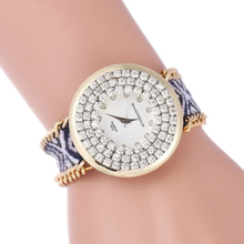 Mode Casual Young Lady Weave Bracelet Armbanduhr aus Gewirken Seil Gurt Mädchen Student Quarz verkleiden sich Watch