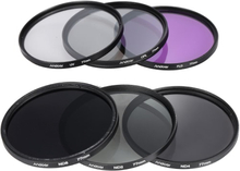 Andoer 77mm Lens Filter Kit UV + CPL + FLD + ND (ND2 ND4 ND8) mit Carry Pouch / Objektivdeckel / Objektivdeckel Halter / Tulip & Rubber Lens Hoods / Reinigungstuch