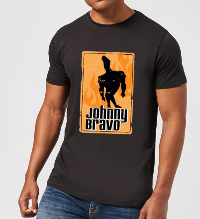 Johnny Bravo Fire Men's T-Shirt - Black - XL