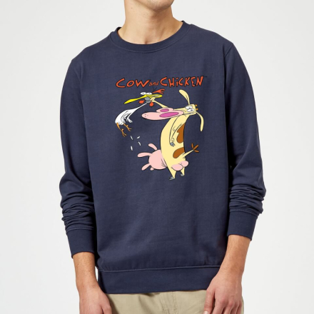 Cow and Chicken Characters Sweatshirt - Navy - M