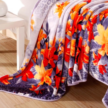 Lila Leopard gedruckt Orange Lilium Blume Flanell Decke Bett Laken Bettwäsche Home Textiles-Queen-Size 200 * 230CM