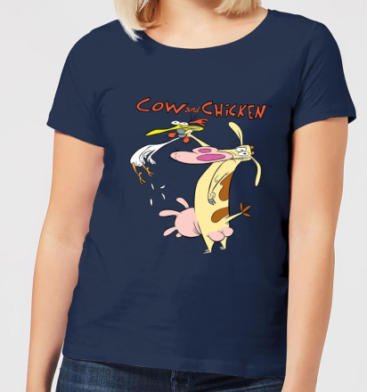 Cow and Chicken Characters Women's T-Shirt - Navy - M