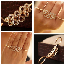 Koreanische Mode Ringe Double bezieht sich öffnen personalisierte Ring Crystal Flower Ring