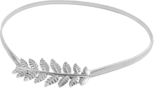 Neue Mode Jahrgang Frauen dünn elastischem Gürtel Leaf Design Verschluss vorne Strecken Metall Taille Gürtel Gold/Silber