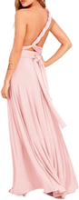 Frauen Kleid Solid Stretchy Cabrio Multi Way Cross Strap Brautjungfer Long Gown Maxi Party One-Piece Pink