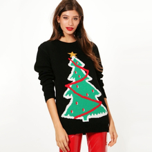 Frauen Strickpullover Häkeln Weihnachten Weihnachten Santa Tree Elf Muster Langarm Lose Beiläufige Pullover