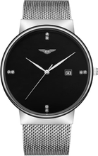 GUANQIN Edelstahlgewebe-Bügel-Quarz-Uhr Trendy Analog Man Geschäfts-Armbanduhr Strass Hour Markers