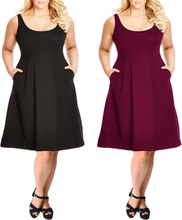Women Plus Size Tank Kleid Solid Swing Kleid A-Linie Casual Midikleid Schwarz / Burgundy