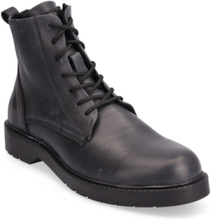 Slhthomas Leather Boot B Noos Snørestøvler Black Selected Homme