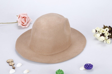 Mode Unisex wolle Fedora Hut Trilby Crown Cap breiter Krempe Bowler Derby Headwear Diskette Eimer Hut Khaki