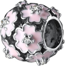 Romacci S925 Sterling Silber galvanisch Bead emaillierte Rosa Primula Blume CZ Diamant für 3mm Glück Armband/Armreif DIY feine Frauen Schmuck Weihnachtsgeschenk