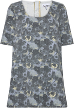 Print Denim Mini Dress Kort Kjole Multi/mønstret Ganni*Betinget Tilbud