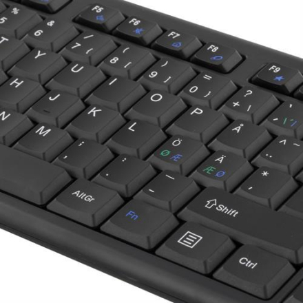 Deltaco Trådlöst tangentbord, nordisk layout, USB 10m, svart