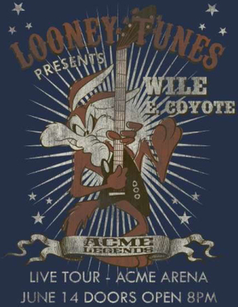 Looney Tunes Wile E Coyote Guitar Arena Tour Hoodie - Navy - L