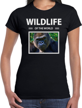 Aap / Gorilla t-shirt met dieren foto wildlife of the world zwart voor dames