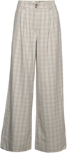 Karen 734 Soft Grey Check Trousers Suitpants Grå FIVEUNITS*Betinget Tilbud