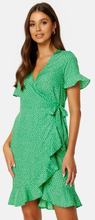 VERO MODA Henna 2/4 Wrap Frill Dress Bright Green AOP:Whi XS