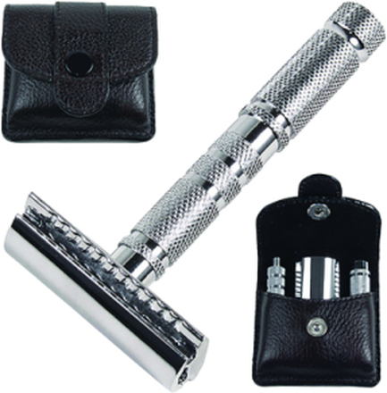 Parker A1R - 4 Piece Travel Razor With Leather Case Beauty Women All Sets Travel Silver Parker
