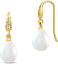 Ocean Earrings - Gold/White Örhänge Smycken White Julie Sandlau
