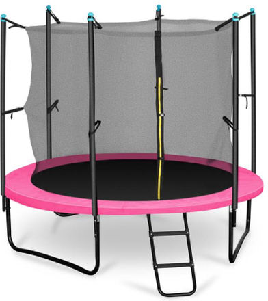 Rocketgirl 250 trampolin 250cm säkerhetsnät inne bredd stege rosa