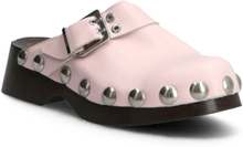 Retro Leather Clog Shoes Clogs Rosa Ganni*Betinget Tilbud