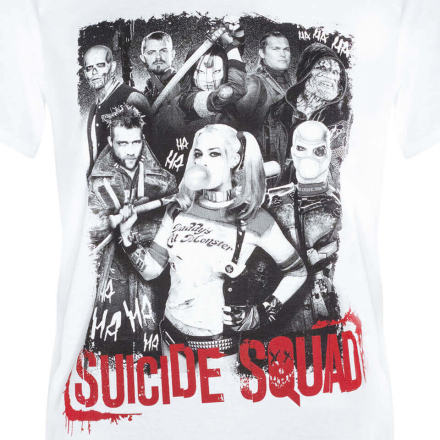 DC Comics Men's Suicide Squad Harley Quinn and Squad T-Shirt - White - S