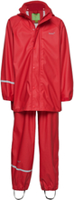 Basic Rainwear Set -Solid Pu Outerwear Rainwear Rainwear Sets Rød CeLaVi*Betinget Tilbud