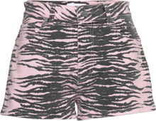 Print Denim High Waisted Hotpants Bottoms Shorts Denim Shorts Multi/patterned Ganni