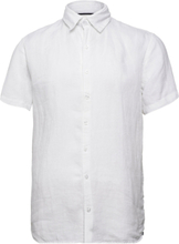 Linen Shirt Short Sleeve Tops Shirts Short-sleeved White Sebago