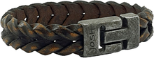 JOSH 24941-BRA-VB-BR Armband leder bruin-vintage zwart 15 mm